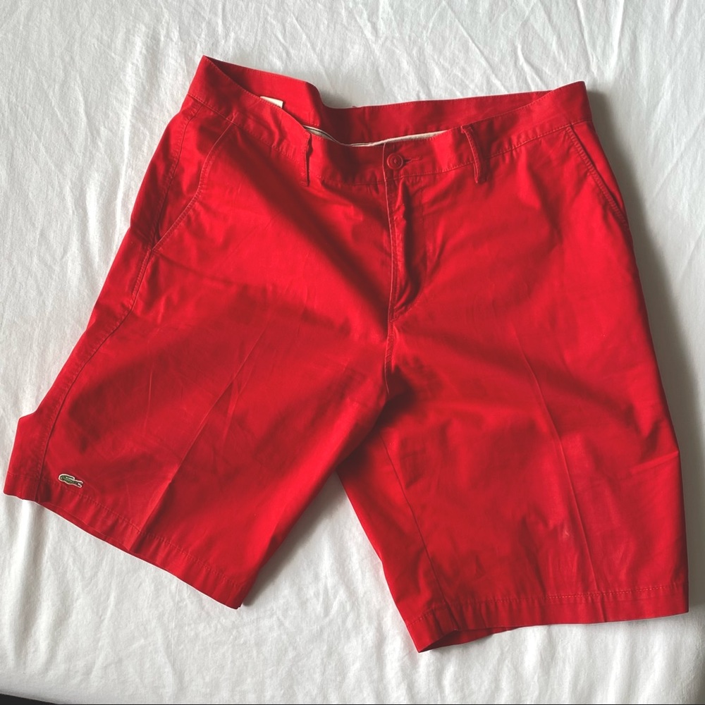 Lacoste size 34 mens red shorts